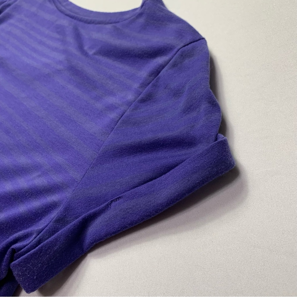 Tek Gear Purple Striped Dry Tek Short Sleeve Top Women’s Medium - Picture 4 of 11